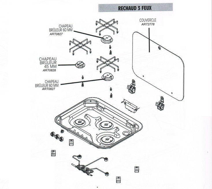 Pièces réchaud smev 3 feux