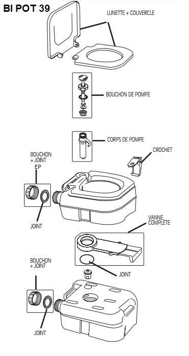 Pièces WC Fiamma bi pot 39